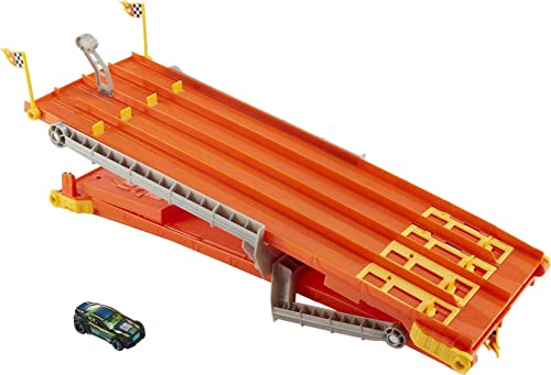 4-Lane Elimination Race Track Set Competitive Toy Car Racetrack Fair-Start Launcher 1 Hot Wheel Car Toy For Kids 4 Years Old & Up Amazon Exclusive - Indoor Racing Activity Set