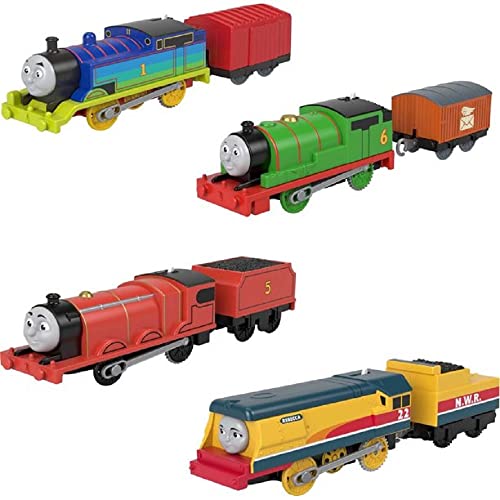 Percy James & Rebecca Train Engine Set – Set Of 4 Motorized Toy Train Engines For Preschool Kids Ages 3 Years & Ol - Classic Train Play Edition