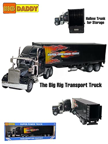 Rig Heavy Duty Tractor Trailer Transport Series Big Box Tractor Trailer (Colors May Vary) - Construction Vehicle Activity Set