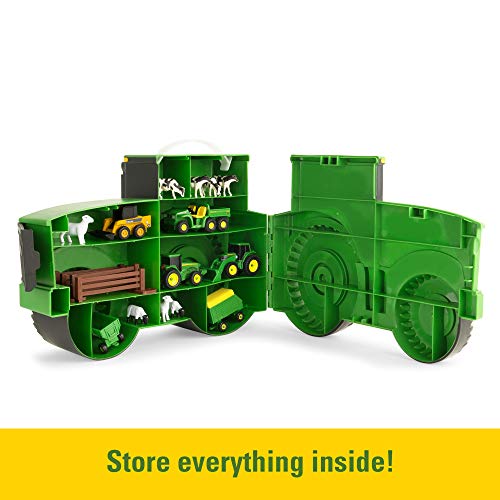New TOMY John Deere Durable Vehicle Toy Set For Kids With Tractor Shaped Portable Carry Cas - Construction Vehicle Activity Set
