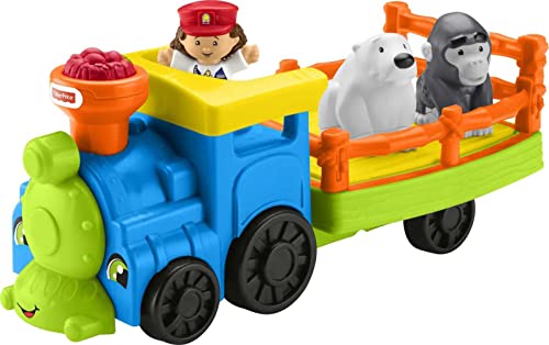 Little People Zoo Train Toy With Music And Sounds For Toddlers 1 Conductor And 2 Animal Toy Figures Choo-Choo Zoo Train - Classic Train Play Edition