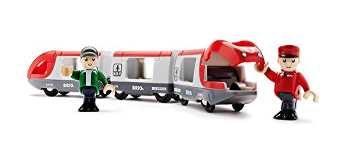RIO World 33505 – Travel Train – 5 Piece Wooden Toy Train Set For Kids Age 3 And Up - Classic Train Play Edition