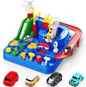 New Car Adventure Toys Race Track For Toddlers – Boy Toy & Race Tracks For Boys – Toddler Car Toys Preschool Educational Toy Cars For Kids 3 4 5 6 7 Year Old Car Track Gifts For Kids - Indoor Racing Activity Set