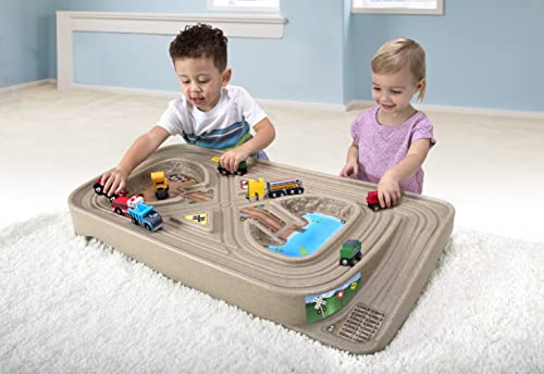 Portable Carry And Go Kids Race Track Toy Car Train Table 2-Sided No Assembly For Children 3 4 5 6 7 Years Old Boys Girls Made In USA - Indoor Racing Activity Set