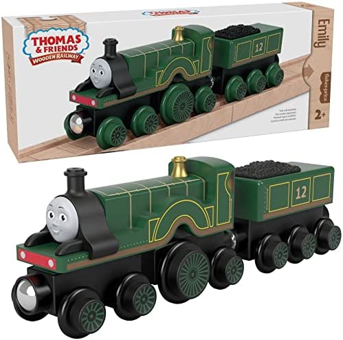 Cheap Wooden Railway James Engine And Coal Car Push-Along Train Made From Sustainably Sourced Wood For Kids 2 Years And Up - Classic Train Play Edition