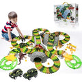New Dinosaur Train Toys For Kids Longer Track 6 Realistic Jurassic Dino Figures 2 Electric Toy Car Twisted Flexible Train Track Set For Toddlers Boys & Girls 3 4 5 6 7 Years - Indoor Racing Activity Set