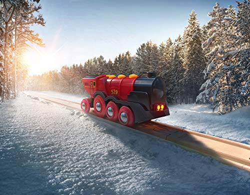 RIO World 33592 Mighty Red Action Locomotive Battery Operated Toy Train With Light And Sound Effects For Kids Age 3 And Up - Classic Train Play Edition