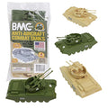 Promo Lassic Payton Anti-Aircraft Tanks – 4pc Tan Green Plastic Army Men Vehicle - Classic Train Play Edition