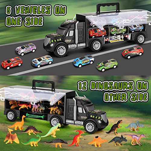 Dinosaur Toys For Kids 3-5 Dinosaur Truck Carrier Transport Truck Dinosaurs Toys For Boys And Girls 3 4 5 6 Years Old With Dino Eggs 23 Pcs Kids Toys Dinosaur - Indoor Racing Activity Set