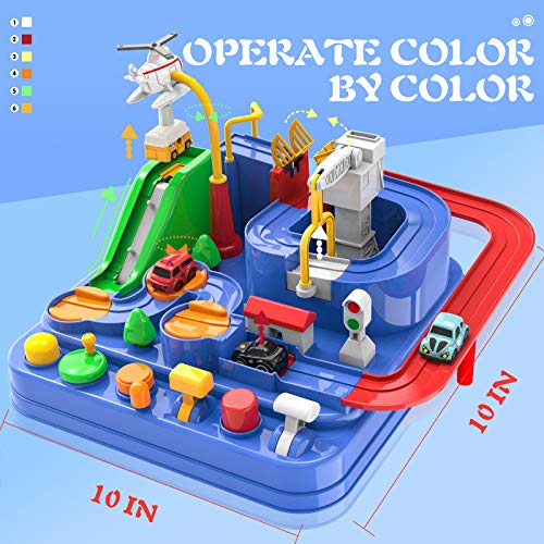 Toddler Toys For 3 4 5 Years Old Boys Girls Car Adventure Toys City Rescue With 4 Mini Cars,Race Tracks Car Toys For Boys Age 3-5 Birthday Gifts For 3-5 Year Old Boys Girls 10.2×10.2×7.2in - Indoor Racing Activity Set
