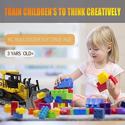Bnam Remote Control Bulldozer RC 1/16 Full Functional Construction Vehicle 2.4Ghz 9 Channel Dozer Front Loader Toy With Light And Sound For Kids Age 6 7 8 9 10 And Up Years Old - Construction Vehicle Activity Set