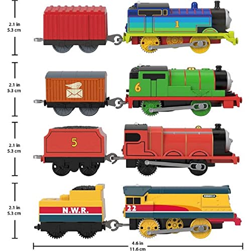 Percy James & Rebecca Train Engine Set – Set Of 4 Motorized Toy Train Engines For Preschool Kids Ages 3 Years & Ol - Classic Train Play Edition