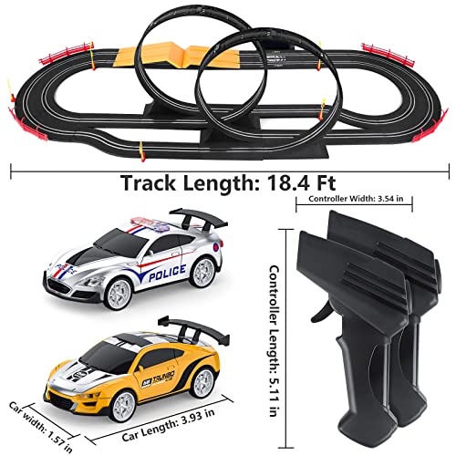 Electric High-Speed Slot Car Race Car Track Sets With 2 1:43 Scale Slot Cars And 2 Hand Controllers With Headlights And Dual Racing Toys Gifts For 6 7 8 9 10 11 12 Boys Girl - Indoor Racing Activity Set