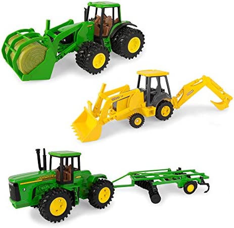 TOMY John Deere Kids Tractor Toy With Flarebox Wagon Set 8 Inches - Construction Vehicle Activity Set