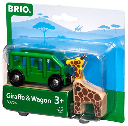 RIO World – 33724 Giraffe And Wagon 2 Piece Toy Train Accessory For Kids Ages 3 And Up Green - Classic Train Play Edition