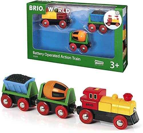 Budget RIO World – 33319 Battery Operated Action Train 3 Piece Toy Train For Kids Ages 3 And Up - Classic Train Play Edition