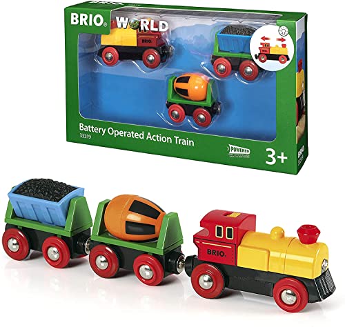 Budget RIO World – 33319 Battery Operated Action Train 3 Piece Toy Train For Kids Ages 3 And Up - Classic Train Play Edition
