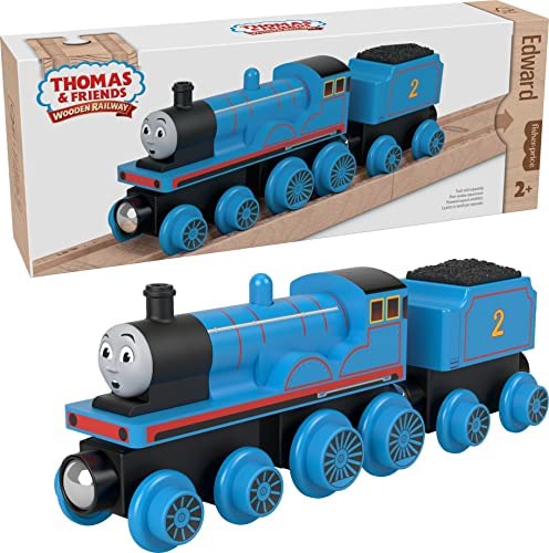 Cheap Wooden Railway James Engine And Coal Car Push-Along Train Made From Sustainably Sourced Wood For Kids 2 Years And Up - Classic Train Play Edition