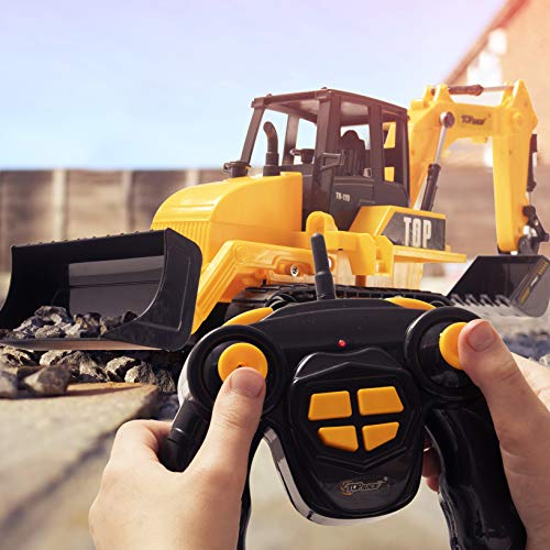 8 Channel Full Functional RC Excavator Backhoe Loader Battery Powered Electric RC Remote Control Construction Tractor With Lights & Sound TR-119 - Construction Vehicle Activity Set