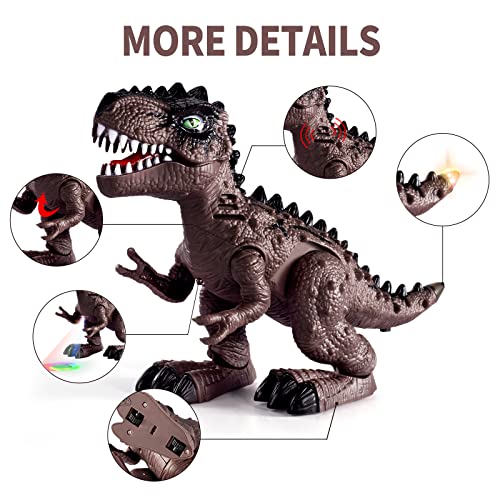 New 3 Pack Electric Walking Dinosaur Toys For Toddlers 2-4 3-5 Years With Roar Sounds And Lights Up Realistic Robot T-Rex Brachiosaurus Stegosaurus Dinosaur Figures For Kids - Indoor Racing Activity Set