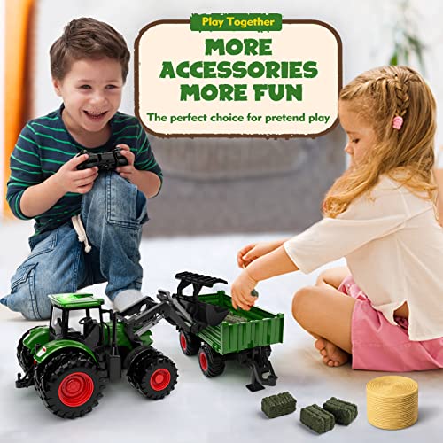 Top 10 Remote Control Tractor Toy Kids RC Tractor Set & Truck And Trailer Front Loader – Metal Car Head/8 Wheel/ Light Toddlers Farm Vehicle Toys For 2 3 4 5 6 7 8 9 Year Old Boys Christmas Birthday Gif - Construction Vehicle Activity Set