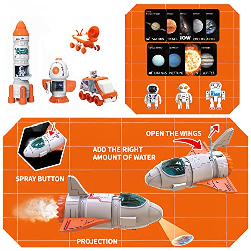 Space Toy For Kids Rocket Ship Toys With Space Shuttle Astronaut Figures Space Rover Spaces Station 5 In 1 Spaceship Toy For Boys 3-8 Aerospace Model Space Figure Toys With Sound & Ligh - Astronaut Imagination Edition