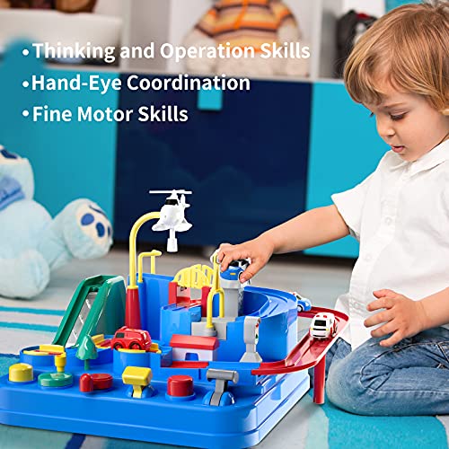 Kids Race Track Toys For Boy Car Adventure Toy For 3 4 5 6 7 Years Old Boys Girls Puzzle Rail Car City Rescue Playsets Magnet Toys W/ 3 Mini Cars Preschool Educational Car Games Gift Toys - Indoor Racing Activity Set