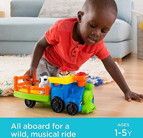 Little People Zoo Train Toy With Music And Sounds For Toddlers 1 Conductor And 2 Animal Toy Figures Choo-Choo Zoo Train - Classic Train Play Edition