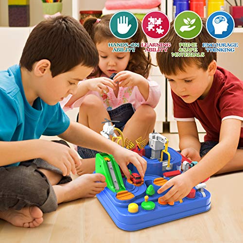 Toddler Toys For 3 4 5 Years Old Boys Girls Car Adventure Toys City Rescue With 4 Mini Cars,Race Tracks Car Toys For Boys Age 3-5 Birthday Gifts For 3-5 Year Old Boys Girls 10.2×10.2×7.2in - Indoor Racing Activity Set