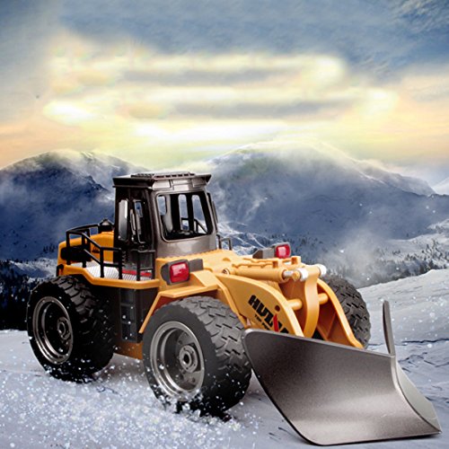Deals Fisca RC Truck Remote Control Snow Plow 6 Channel 2.4G Alloy Snow Sweeper Vehicle 4WD Tractor Toy With Lights For Kid - Construction Vehicle Activity Set