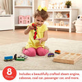 Wooden Train Cars (8 Pcs) – Magnetic Train Wooden Train Toys Train Sets For Toddlers And Kids Ages 3+ - Classic Train Play Edition