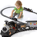 Electric Christmas Train Set For Kids Battery-Powered Train Toys With Sounds Include 4 Cars And 10 Tracks Classic Toy Train Set For 3 4 5 6 Years Old Boys Girls - Classic Train Play Edition