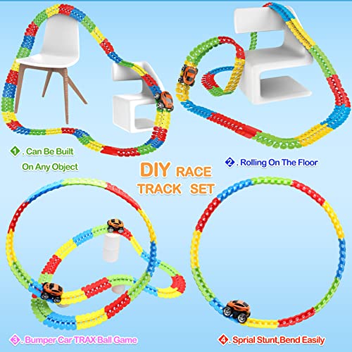 Toys For 3 Year Old Boys,Kids Toys For Boys Girls Age 3-5,184 PCS Toddler Toys Race Car Track Set With Flexible Track Create A Road Race,DIY Magic Car Toys For 3 4 5 Year Old Christmas Birthday Gifts Red Green Yellow Blue - Indoor Racing Activity Set
