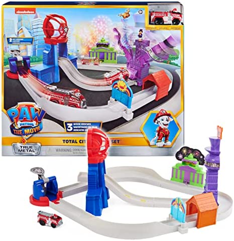 True Metal Total City Rescue Movie Track Set With Exclusive Marshall Vehicle 1:55 Scale Kids Toys For Ages 3 And Up - Indoor Racing Activity Set
