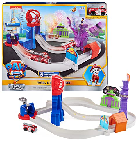 True Metal Total City Rescue Movie Track Set With Exclusive Marshall Vehicle 1:55 Scale Kids Toys For Ages 3 And Up - Indoor Racing Activity Set