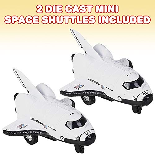 Diecast Mini Space Shuttle With Pullback Mechanism Set Of 2 Diecast Metal NASA Space Toys For Boys Astronaut Cake Decorations Astronaut Space Theme Party Favors - Astronaut Imagination Edition