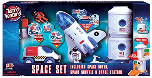 Pace Playset – Toy Space Shuttle Space Station & Space Rover With Lights And Sound & 2 Astronaut Figurine Toys For Boys And Girls - Astronaut Imagination Edition