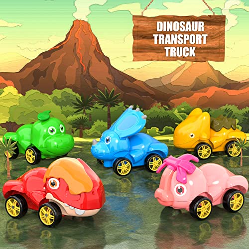 New Dinosaur Truck Toys For Kids 3-5 Years Cars Toys For Toddler 1-3 6 In 1 Jurassic Dinosaurs Trucks Toys Semi Truck Toy Car For Boys And Girls Age 2-3 well-suited Gift For Baby & Toddler Toys - Indoor Racing Activity Set