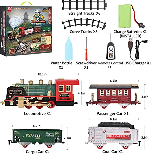 Train Set – Rechargeable Battery And Remote – Around The Christmas Tree With Water Steam Music & Lights – Electric Train Toy Gift Toys For Age 3 4 5 6 7 8+ Kids Toddlers 2022 Remote Control Train Se - Classic Train Play Edition