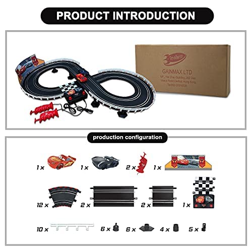 Electric Racing Tracks Loop Circuit Track Set Lightning McQueen Toys And Storm Battery-Powered Including 2 Slot Cars 1:43 Scale With Dual Racing And 2 Controllers - Indoor Racing Activity Set