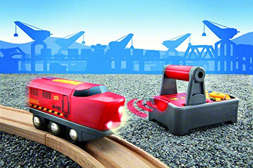 RIO World 33213 – RC Train – 2 Piece Wooden Toy Train Set For Kids Age 3 And Up - Classic Train Play Edition