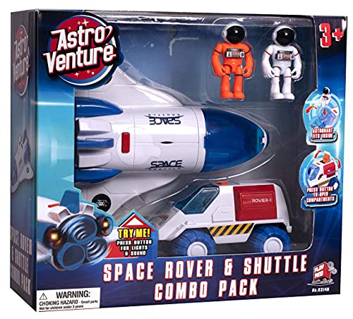Stro Venture Space Playset – Toy Space Shuttle & Space Rover With Lights And Sound & 2 Astronaut Figurine Gift Toys For Boys And Girls - Astronaut Imagination Edition