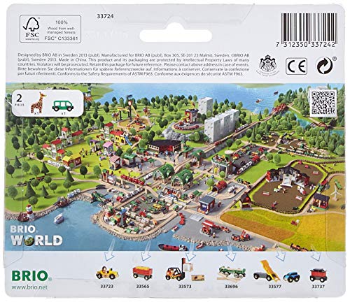 RIO World – 33724 Giraffe And Wagon 2 Piece Toy Train Accessory For Kids Ages 3 And Up Green - Classic Train Play Edition