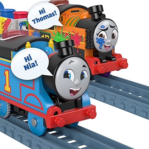 Thomas & Friends Motorized Talking Thomas Engine With Annie & Clarabel Battery-Powered Toy Train With Character Sounds And Phra - Classic Train Play Edition