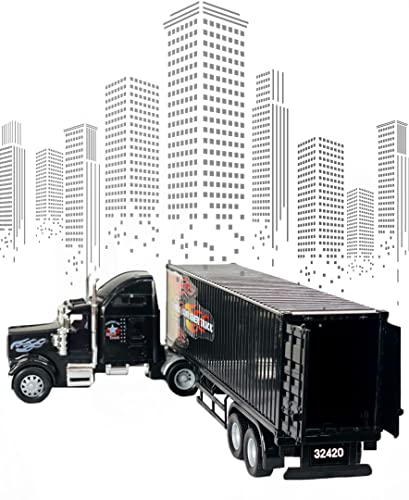 Rig Heavy Duty Tractor Trailer Transport Series Big Box Tractor Trailer (Colors May Vary) - Construction Vehicle Activity Set