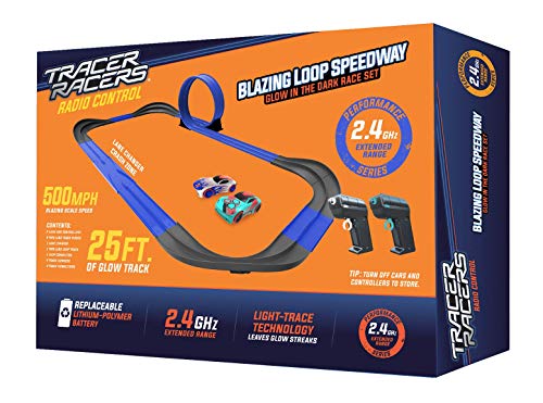 2.4 GHz Radio Control Remote Slot-Less Cordless Racing Blazin Loop Speedway Track Set With Two C - Indoor Racing Activity Set