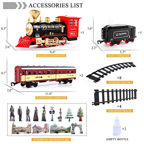 Cheap Train Sets With Steam Locomotive Engine Cargo Car And Tracks Battery Powered Play Set Toy W/ Smoke Light & Sounds For Kids Boys & Girls 3 4 5 6 7 Years Old - Classic Train Play Edition