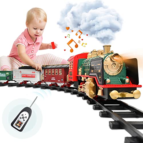Train Set – Rechargeable Battery And Remote – Around The Christmas Tree With Water Steam Music & Lights – Electric Train Toy Gift Toys For Age 3 4 5 6 7 8+ Kids Toddlers 2022 Remote Control Train Se - Classic Train Play Edition