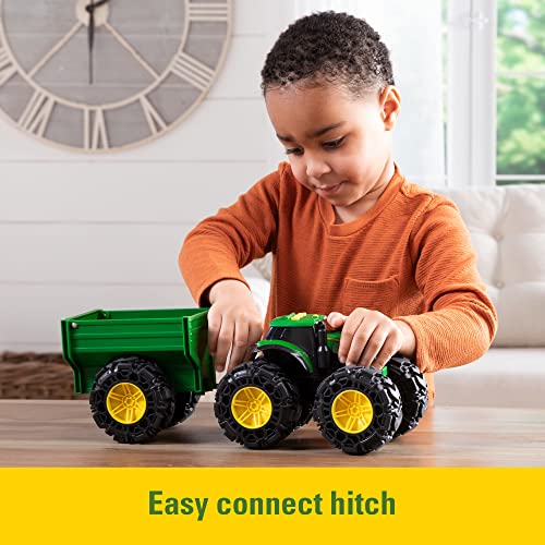 Toddler Toys Lights And Sounds Monster Treads Tractor Toy With Wagon 8 Inch Green Ages 3+ Red - Construction Vehicle Activity Set