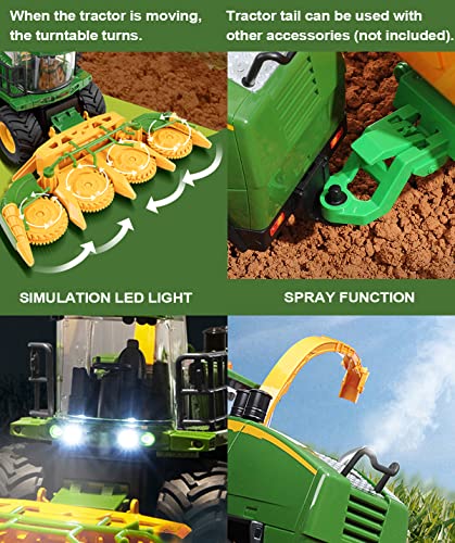Remote Control Trucks Tractor Toy For Kids – 1:24 Rc Silage Harvester With Smoke Construction Vehicle Farm Tractors With Lights & Sounds Christmas Birthday Presents For Boys & Girls 3-8 Years Old - Construction Vehicle Activity Set